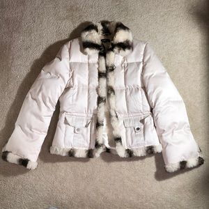 Bebe Real Fur Cream Puffer Jacket